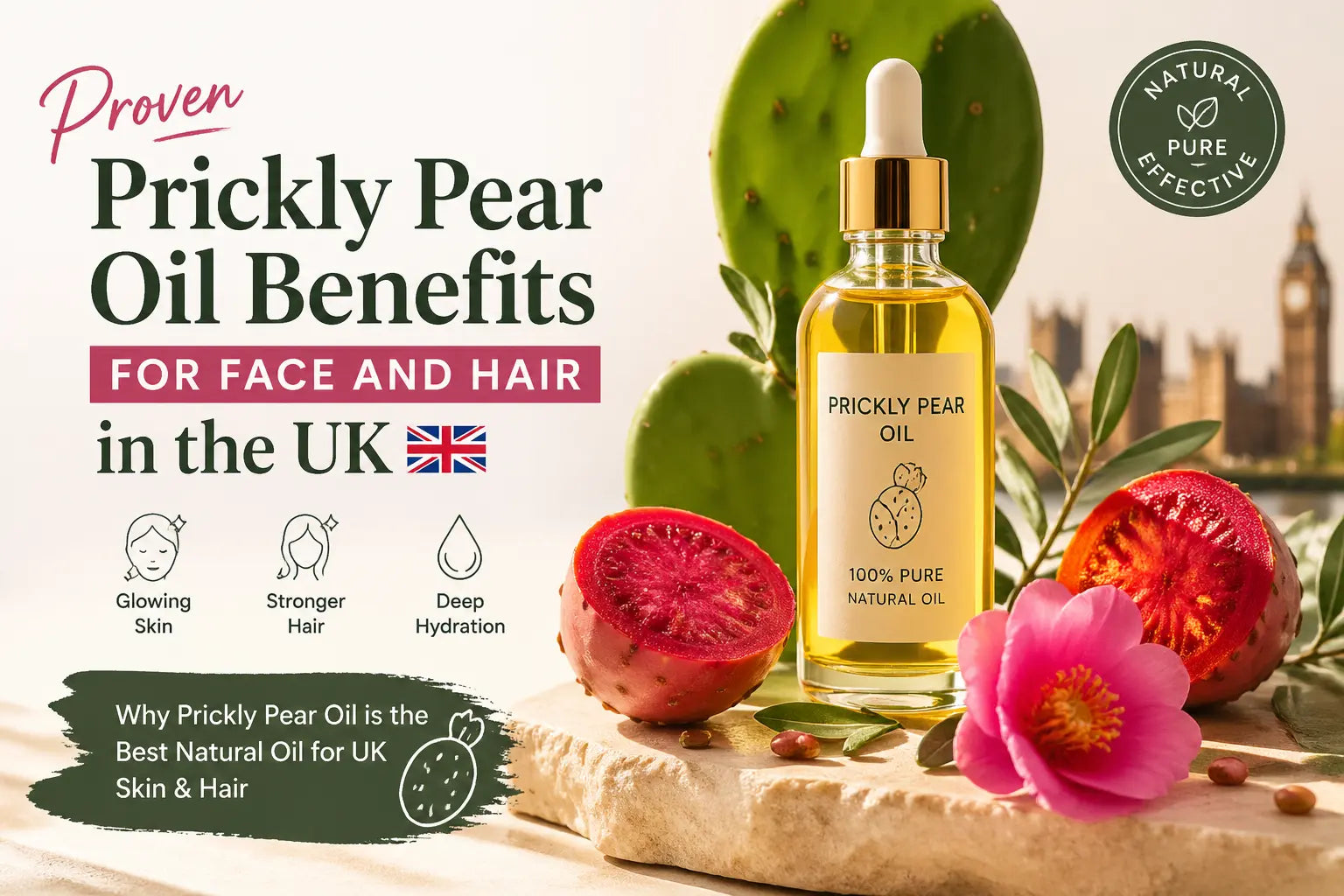 Prickly Pear Oil benefits for glowing skin and hair in the UK