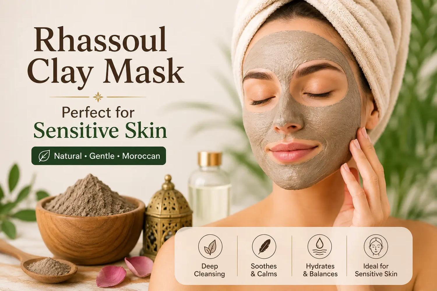 Rhassoul Clay mask for sensitive skin with Moroccan clay